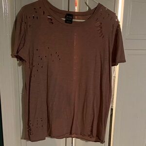 Burnt Pink Distressed Women Top Y2K